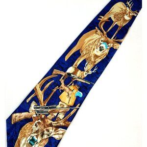 Roberto Cellini Mens Necktie Deer Hunting blue novelty tie Blue